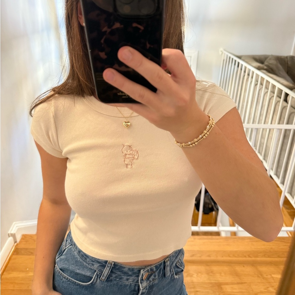 Brandy Melville Off-White Baby Tee